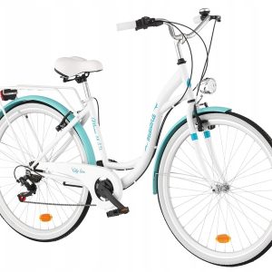 Rower miejski INDIANA Moena 7 Biegów 28 cali damski Biało-lazurowy